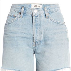 Agolde Parker distressed 100% cotton denim shorts Parker long loose in parade